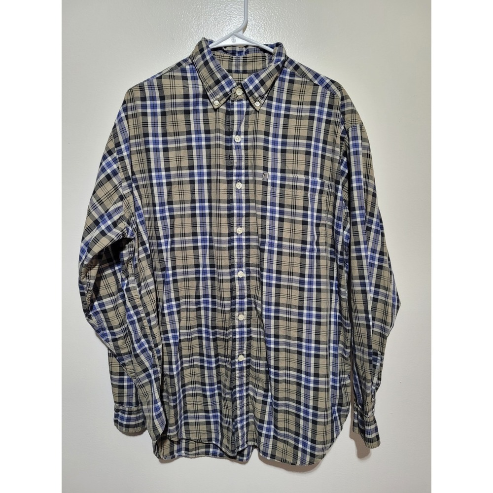 Ralph Lauren‎ Jeans Co Button Down Mens Large Khaki Blue Plaid Cotton